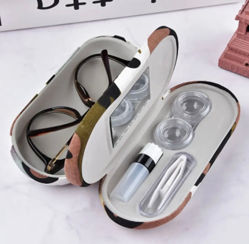 Sleek Dual-Compartment Eyeglass and Contact Lens Case