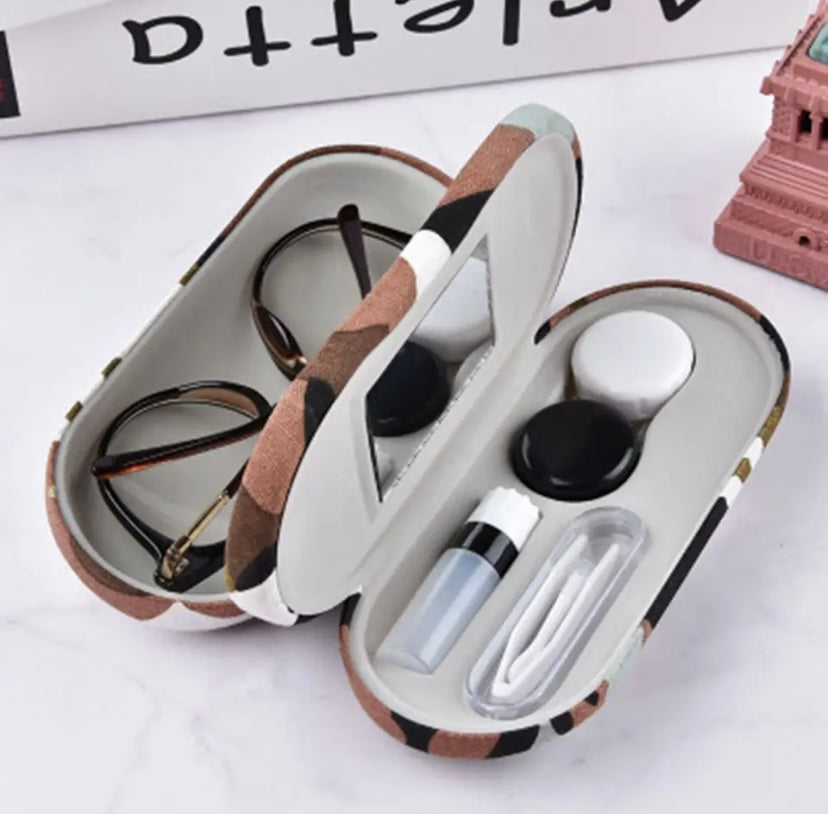 Sleek Dual-Compartment Eyeglass and Contact Lens Case