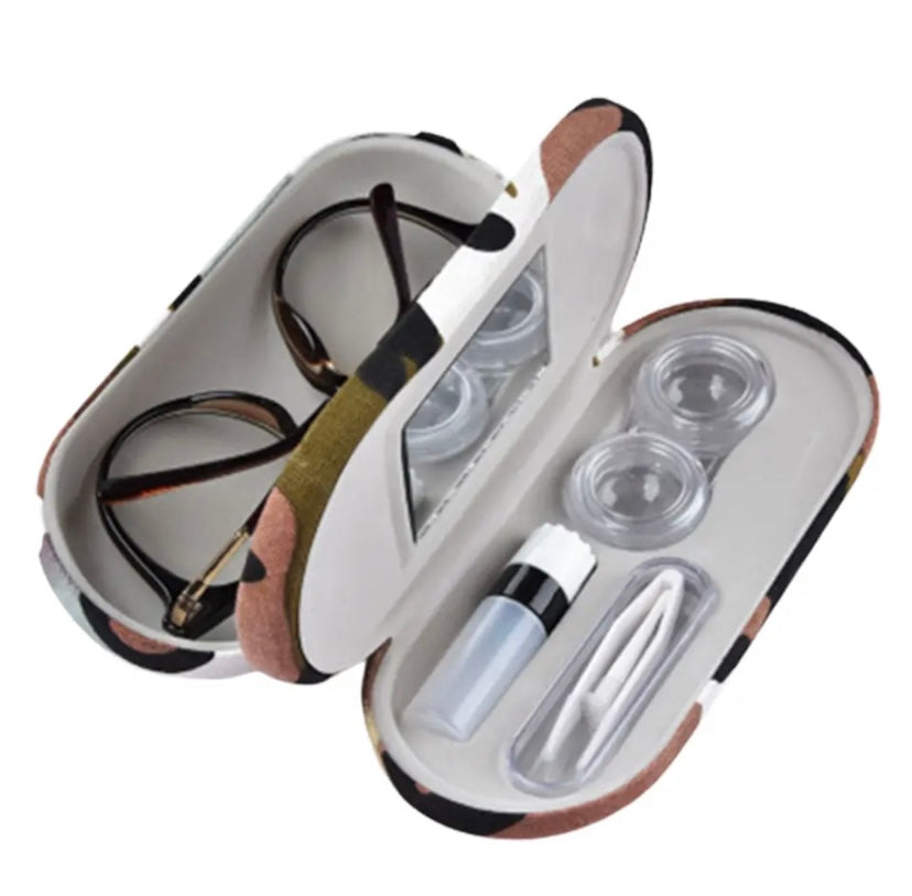 Sleek Dual-Compartment Eyeglass and Contact Lens Case