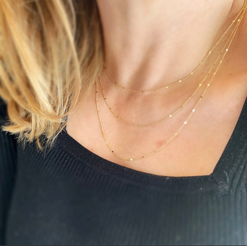 18k Gold Filled 1mm Sparkly dot necklace