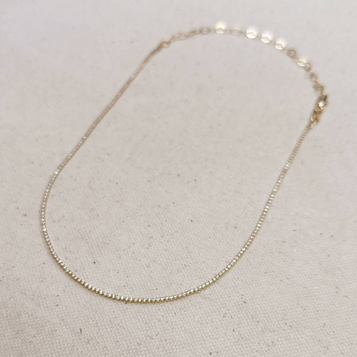 18K Gold Filled CZ Tennis Necklace 1.2mm – Dainty Cubic Zirconia Chain for Women | Minimalist Luxury Jewelry