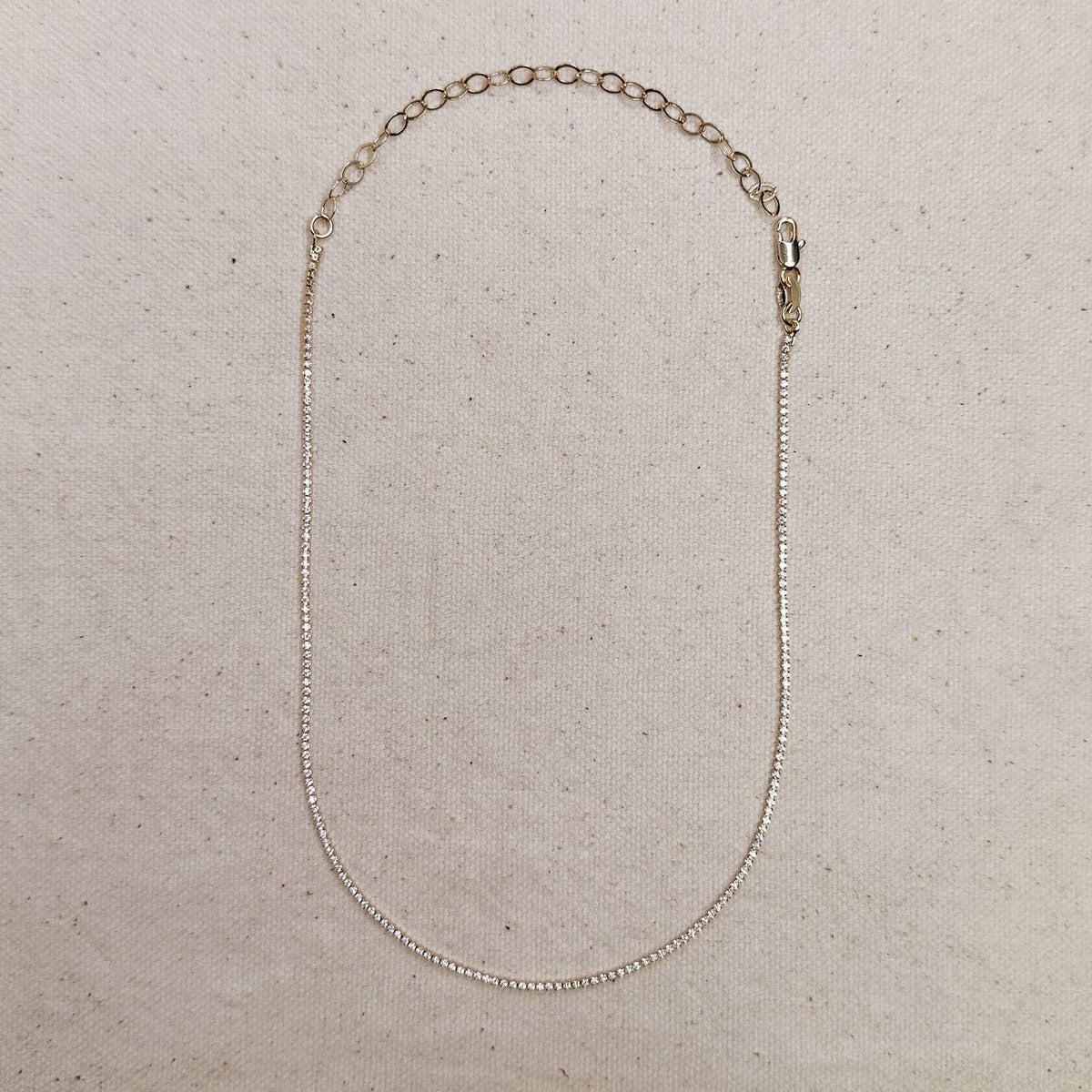18K Gold Filled CZ Tennis Necklace 1.2mm – Dainty Cubic Zirconia Chain for Women | Minimalist Luxury Jewelry