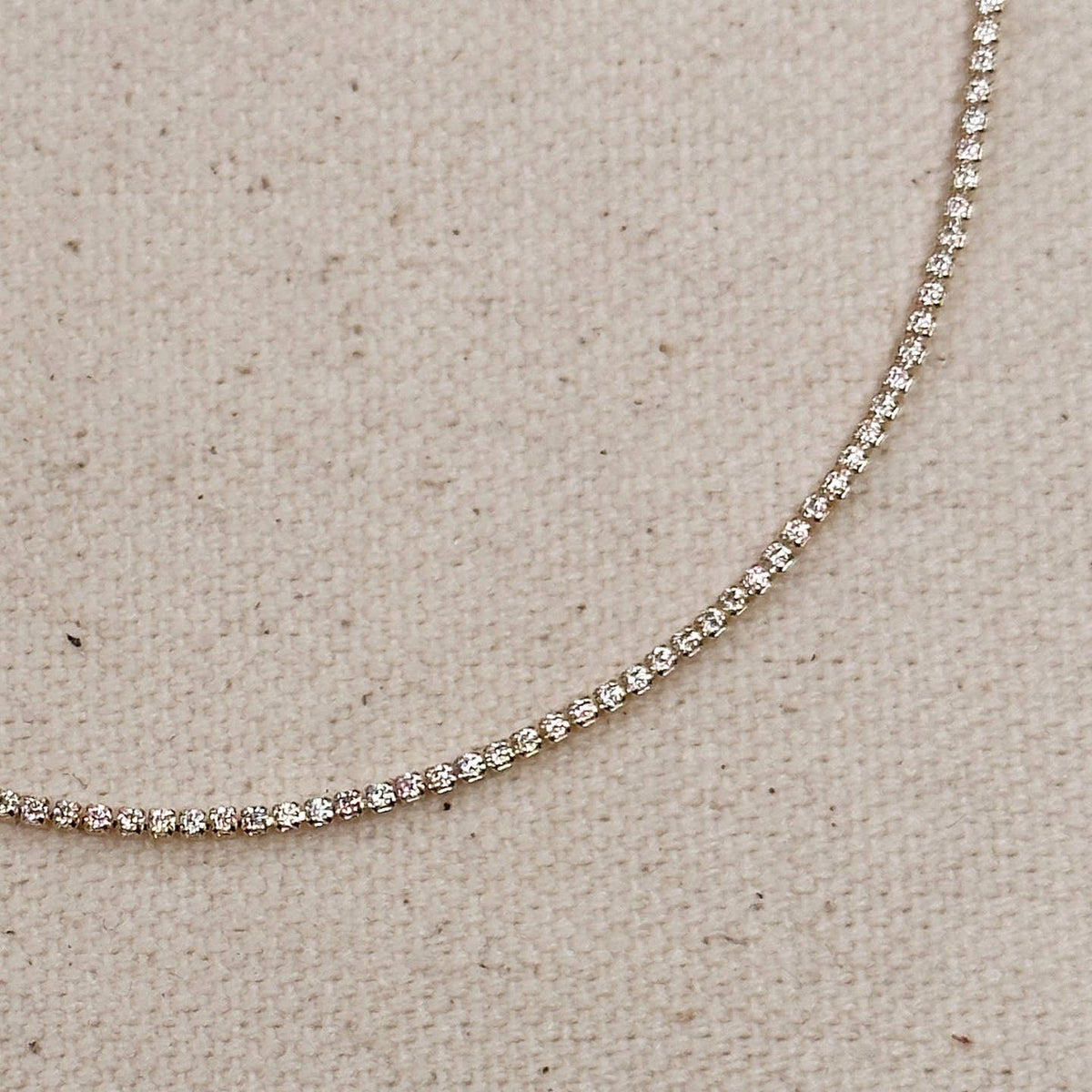 18K Gold Filled CZ Tennis Necklace 1.2mm – Dainty Cubic Zirconia Chain for Women | Minimalist Luxury Jewelry