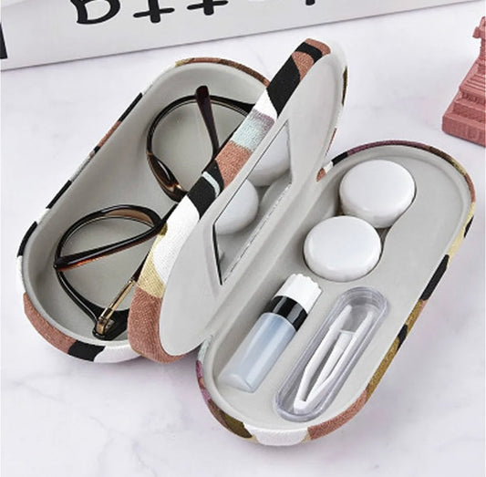 Sleek Dual-Compartment Eyeglass and Contact Lens Case