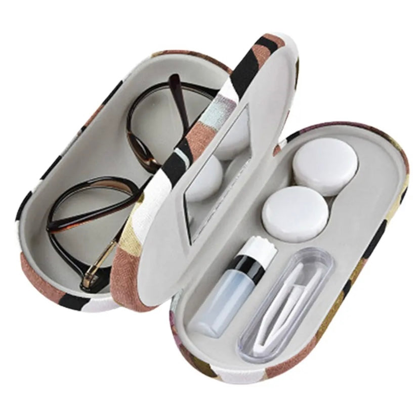 Sleek Dual-Compartment Eyeglass and Contact Lens Case
