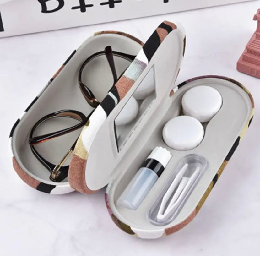 Sleek Dual-Compartment Eyeglass and Contact Lens Case